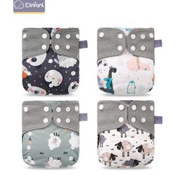 Tygblöjor Elinfant Ecological Cloth Diaper Set Baby Cloth Diaper Fashion Print Återanvändbara återvinningsbara trosor barnen passar 0-2 år 3-15 kg Baby 230510