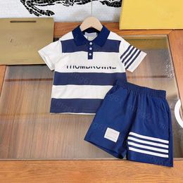 23ss baby set kid sets kids designer clothes boy fringe lapel Colour matching Polo shirt Short sleeve t-shirt tightness shorts suit High quality baby clothes