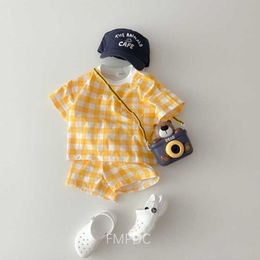 Clothing Sets Summer Baby Girls Clothes Set O-neck Heart Print T-shirt and Plaid Shorts 2Pcs Infant Suits Casual