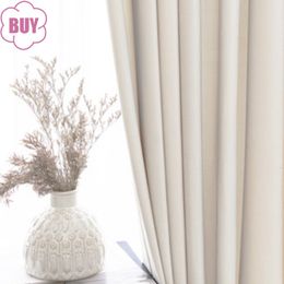 Curtain Nordic s for Living Dining Room Bedroom Simple Light Luxury Milky White Bay Window Velvet Cloth French 230510