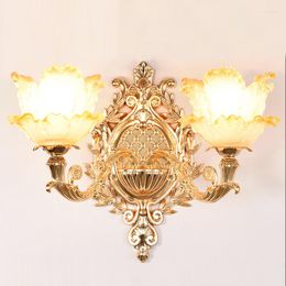 Wall Lamps Modern Light Gold Flower Glass Lamp Aisle Vintage Bathroom Fixtures Sconce Bedroom Bedside Yellow