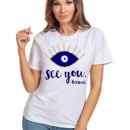 Women's T-Shirt Women 2023 Summer evil eye Short Sleeve Print Blue Art Eye Lady T-shirts Top T Shirt Ladies Womens Graphic Female Tee T-Shirt P230510