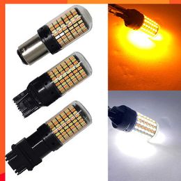 New 1PCS Signal Lamp P21w Led 7443 3157 Bulb 168smd Canbus brake light 1157 Led Bay15d P21/5w white amber dual color Light 12V