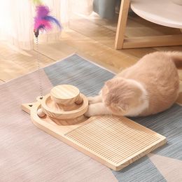 Scratchers Scrapers for cat Cute cat ears turntable Claw sharpener Doublestorey cat tower game complex For cats Feather Goods for cats