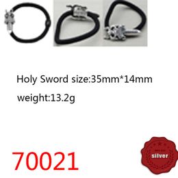 70021 Punk s925 Sterling Silver Cross Black Hair Rope Vintage Headwear Edge Clip Hand Rope Holy Sword Hair Clip