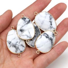 Pendant Necklaces Natural White Turquoise Irregular Drop Shaped Faceted Hemming Connector Charm For Jewellery Making DIY Necklace Accessorie