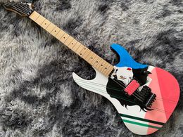 Electric guitar pretty woman on body maple neck black hardware freehand sketching