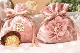 Gift Wrap Arrive Creative Velvet Cloth Bag Packaging Boxes Baby Shower Bags Chocolate Event Party Supplies 10pcs/lot