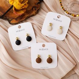 Dangle Earrings & Chandelier Japan Style Simple Sweet Girl Coffee Colour Disc Round Bead Pendant Short Drop For Women Fashion Jewellery Accesso