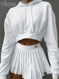 Skirts Waatfaak White Pleated Short Woman Elastic Waist Mini Sexy Casual Summer Embroidery Y2K Tennis Preppy 90S 230510