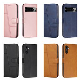 Retro Leather Wallet Cases For Samsung A24 Xiaomi 13 Ultra Lite Redmi Note 12 4G Google Pixel 8 Pro 7A Vintage Vertical Line Flip Cover Credit ID Card Slot Holder Pouch