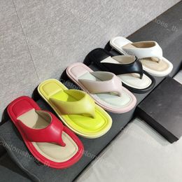 Designer Slippers Women Sandals Rubber Platform Slipper Chunky Flip Flops Luxury Flat Mule Thick Bottom Square Sandal Sheepskin Leather Shoes Summer Slides