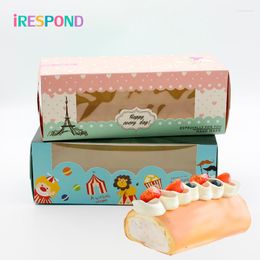 Gift Wrap 48PCS Swiss Roll Cake Box With Window Cupcake Portable Packing Boxes Wedding Home Baking Long