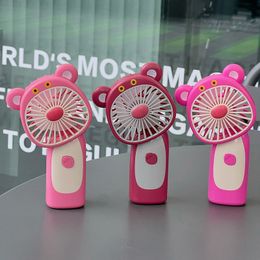 Cartoon Bear Handheld Fan Party Portable Mini Hand Held Fan with USB Rechargeable Personal Desk Outdoor Home Office Travel Fans