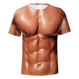 Camisetas masculinas camisetas de impressão 3D Camiseta muscular simulada Muscle Tattoo Casual Men roupas de manga curta Camiseta engraçada Camiseta Hombre