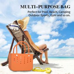 Storage Bags Extra Large Beach Bag Summer EVA Waterproof Basket Women Silicon Beach Tote With Holes Breathable Pouch Shopping Storage Basket P230510