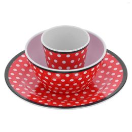 Bowls Camping Dish Set Red Dot Pattern Dinnerware For Home Office El Restaurant Wedding Table Decoration Housewarming Gifts