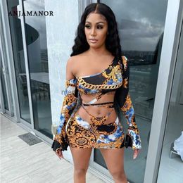 Two Piece Dress Leopard Chain Printed Dress Sexy Club Outfits for Women Matching Sets Two Piece Skirt Set D42-CC19 T230510