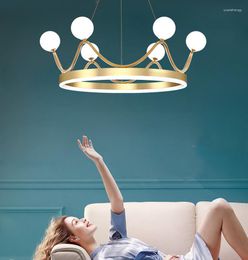 Chandeliers Baby Kids Girl Bedroom Decor Crown Chandelier Modern Hanging Light For Living Room Decoration Indoor Lighting Nordic Style Lamp