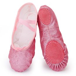 Sandals USHINE Dance Shoes Yoga Gym Flat Slippers Glitter Pink Ballet for Girls Children Women Teacher 230509