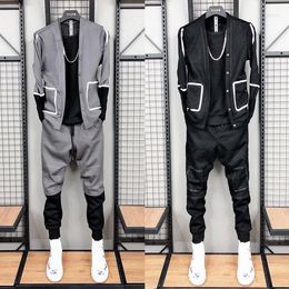 Men's Tracksuits EWSFV 2023 Autumn And Winter Fashion Men Leisure Suit Casual V-neck Full Sleeve Cardigan Coat Skinny Long Pant Two-Piece