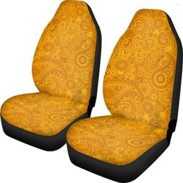 Car Seat Covers Front Cover 2pcs Amoeba Pattern Design Yellow Easy To Instal Durable Interior Vintage Truck Accessory