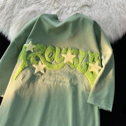 Women's TShirt Flocking embroidery shir women American vinage casual sree coon ops summer rend couple allmach oversized shir 230510