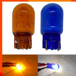 New 2pcs Super White T20 7443 7440 12V 16W Xenon 501 Sidelight Car Bulb Halogen Lamp Warning Light Auto Natural Glass Blue Amber