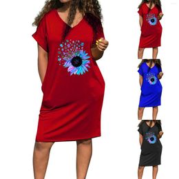 Casual Dresses Bohemian Style Retro Women Dress Printed Loose Ladies Spring 2023 Cold Shoulder Floral Elegant Short Sleeve
