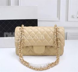 Top Designe custom luxury brand handbag channel Womens bag 2023 leather brief gold chain nice crossbody 2.55cm black and white pink cattle clip sheepskin shoulderh