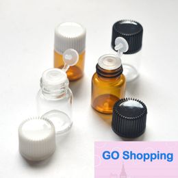 Top Quality Essential Oil Glass Bottle with Orifice Reducer Siamese Plug Perfume Sample Bottles 2ml Amber Vials 100pcs 2cc