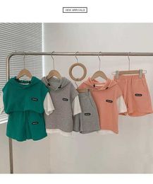 Clothing Sets Children Kids Boys Girls Clothes Short Sleeve Hooded Shirt+short Kid 2Pcs Suit Cotton Summer Baby Boy Outfit