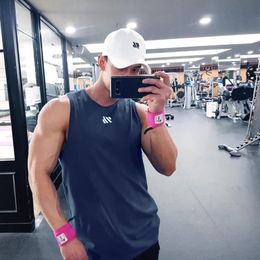 Men's Tank Tops Mens Workout Mash Fabric Quick Dry Muscle Sleeveless Shirts Cut Off Slim Fit Bodybuilding Gym Tees Singlet 230509