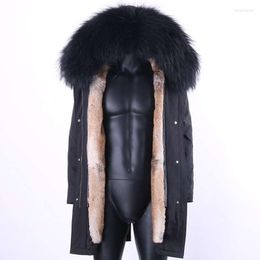 Men's Down Waterproof Long Parka 2023 Real Fur Coat Winter Jacket Liner Detachable Warm Natural Men Clothing Length Weight Hooded Collar