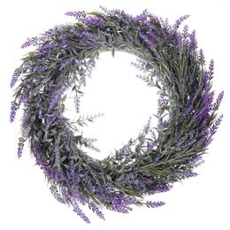 Decorative Flowers Lavender Flower Wreath Spring Door Front Wreaths Summer Artificial Vine Branch Sign