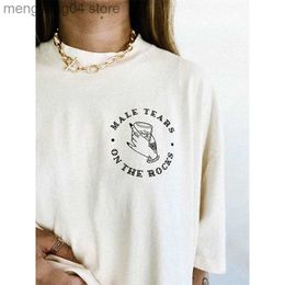 Women's T-Shirt Male Tears on The Rocks Pocket Letters Printed Feminist Graphic Tees Cotton Short Sleeve Oversized T Shirts Vintage Women Shirts T230510