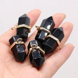 Pendant Necklaces Natural Stone Pendants Geometric Shape Black Agate Charms For Necklace Bracelet Earring Jewelry Making Handmade