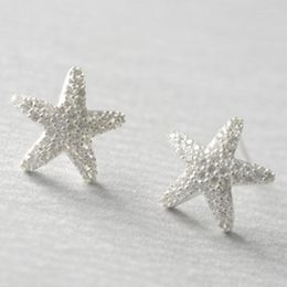 Stud Earrings 925 Sterling Silver Starfish Clear CZ Earring For Woman Fashion Jewellery Party Brincos Femin