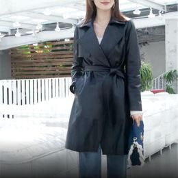 Women's Leather Black Genuine Sheepskin Coat For Spring Jacket Woman 2023 Long Basic Oversized Female Outerwear With Belt