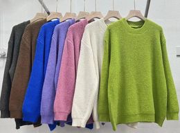 Camisolas femininas Sweater de manga comprida redonda para mulheres 2023 Autumn Winter moda moda coreana solta pulôver de cor top top casual malha azul