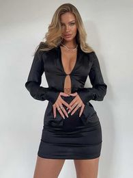 Two Piece Dress Sibybo Two Piece Set Y2K Skirt Outfits Women 2022 Spring Sexy Turn-down Collar Tops High Waist Skirts Elegant Femme Office Suit T230510