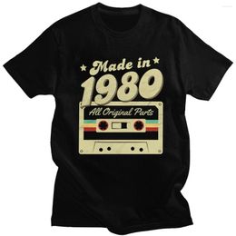 Men's T Shirts Made In 1980 Tee 40th Birthday 40 Years Old School Retro 80 Shirt Anniversary Cotton Top Short Sleeve Unique T-Shirt