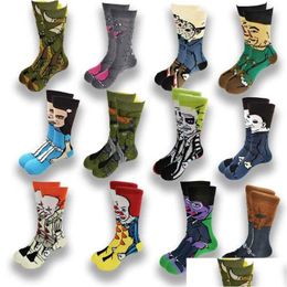 Men'S Socks Mens Horror Movie Character Print Crzay Funny Cartoon Novelty Cotton Street Style Thin Summer Dress Novetly Drop Deliver Dhpkk