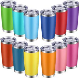 20 Oz Stainless Steel Wine Tumblers with Lids Matte Skinny Tumblers Double Wall Insulated Water Coffee Tumbler Cups