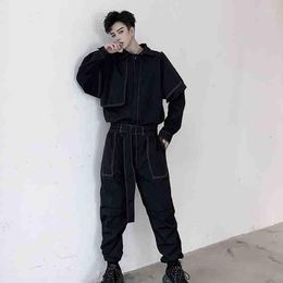 Men's Pants Men's Jumpsuit Spring And Autumn Style Personality Stitching Work Fashion Youth Leisure Loose Large Size