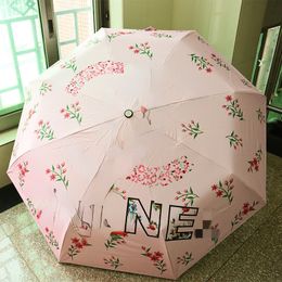 European and American Famous Creative Umbrella Automatic Folding Sun Protection Uv Protection Black Glue Sun Umbrella Gift Umbrella Women factory outlet