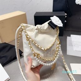 Women Designer Tote Bag Luxury Handbag Shoulder Massage Bags Classic Mini Bag Chain Handle Genuine Leather Crossbody Bag Vintage Pleated with Beads 20cm