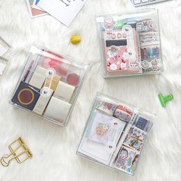Storage Bags Transparent PVC Wrap Wire Organiser Handbook Tape Sticker Small Pencil Pouch Cosmetic Bag