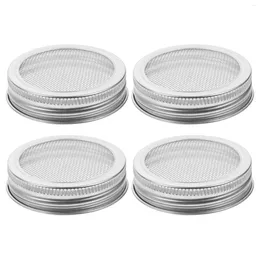 Dinnerware Sets 4 Pcs Mesh Strainer Sprouting Lids Screen Jar Stainless Bean Canning Jars Mason