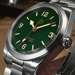 Wristwatches San Martin Watch 38mm Vintage Enamel Dial NH35 Movement Men Automatic Mechanical 10Bar BGW-9 Explore Climbing Series